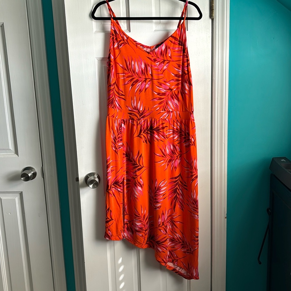 Venus Orange floral dress High low hem